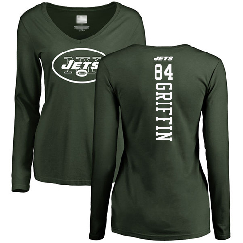 New York Jets Green Women Ryan Griffin Backer NFL Football #84 Long Sleeve T Shirt